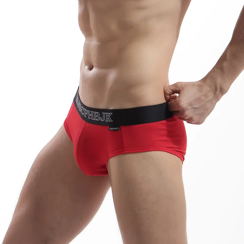 

Hot Men Sexy Personalized Stretch Nude Cotton Spandex Modal Mens Underwear Boxer Briefs, Black/red/blue/white