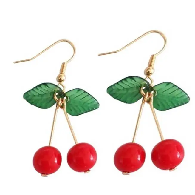 

Fashion Simple Little Cute Cherry Drop Earrings Jewelry Girls Sweet Red Fruits Cherry Earrings