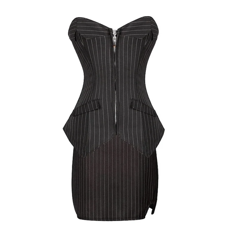 

Hot Selling Striped Suit Three-piece Office Ladies' Sexy Outfit European and American Sexy Corset Suit, Black