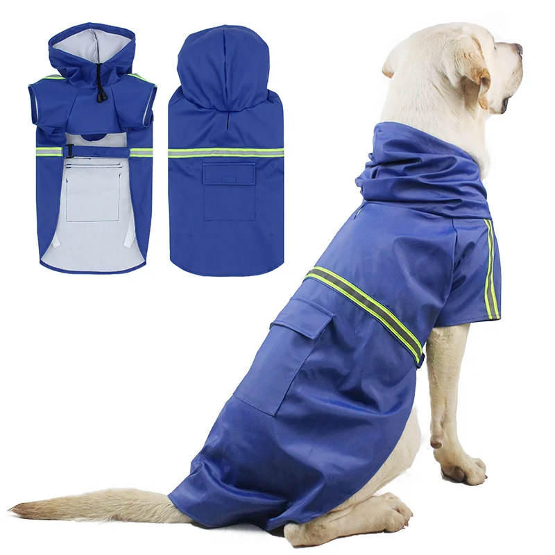 

Wholesale S-5XL Custom Comfortable Large Pet Clothes Hoodie Safe Reflective Waterproof Pet Dog Raincoat, As picture