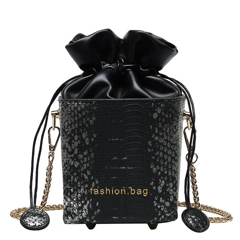 

2021 Luxury Chain Shoulder Bags Ladies Crossbody Purses Snake Pattern PU Leather Mini Box Handbags Woman Fashion