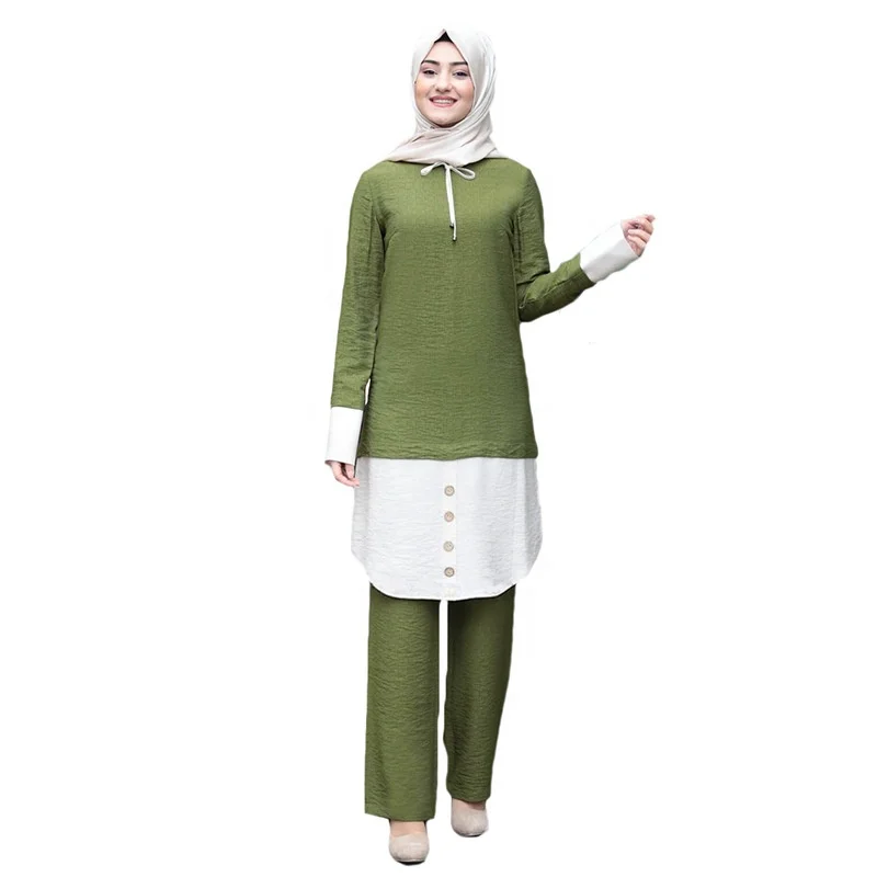 

Islamic Clothes Oem Women's Arabian Clothing Set O Neck Long Sleeve Customized, As show