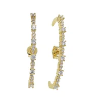 

fashion trendy women jewelry Gold silver plated micro pave cz long bar stud earring