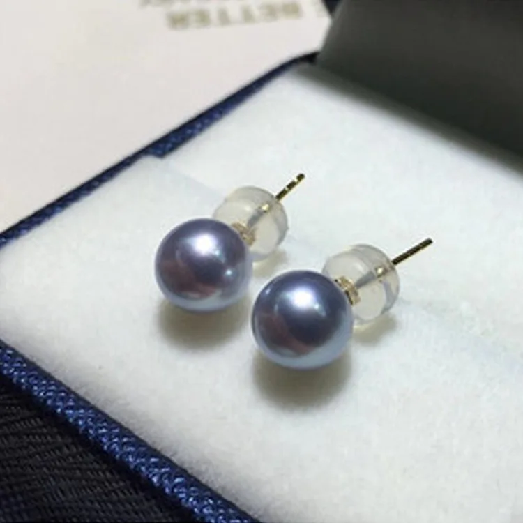 

Certified Zhenduo Hemp Pearl Stud Earrings Japan Akoya Natural Sea Pearls Earrings Blue Light Pearl Accessories Optional