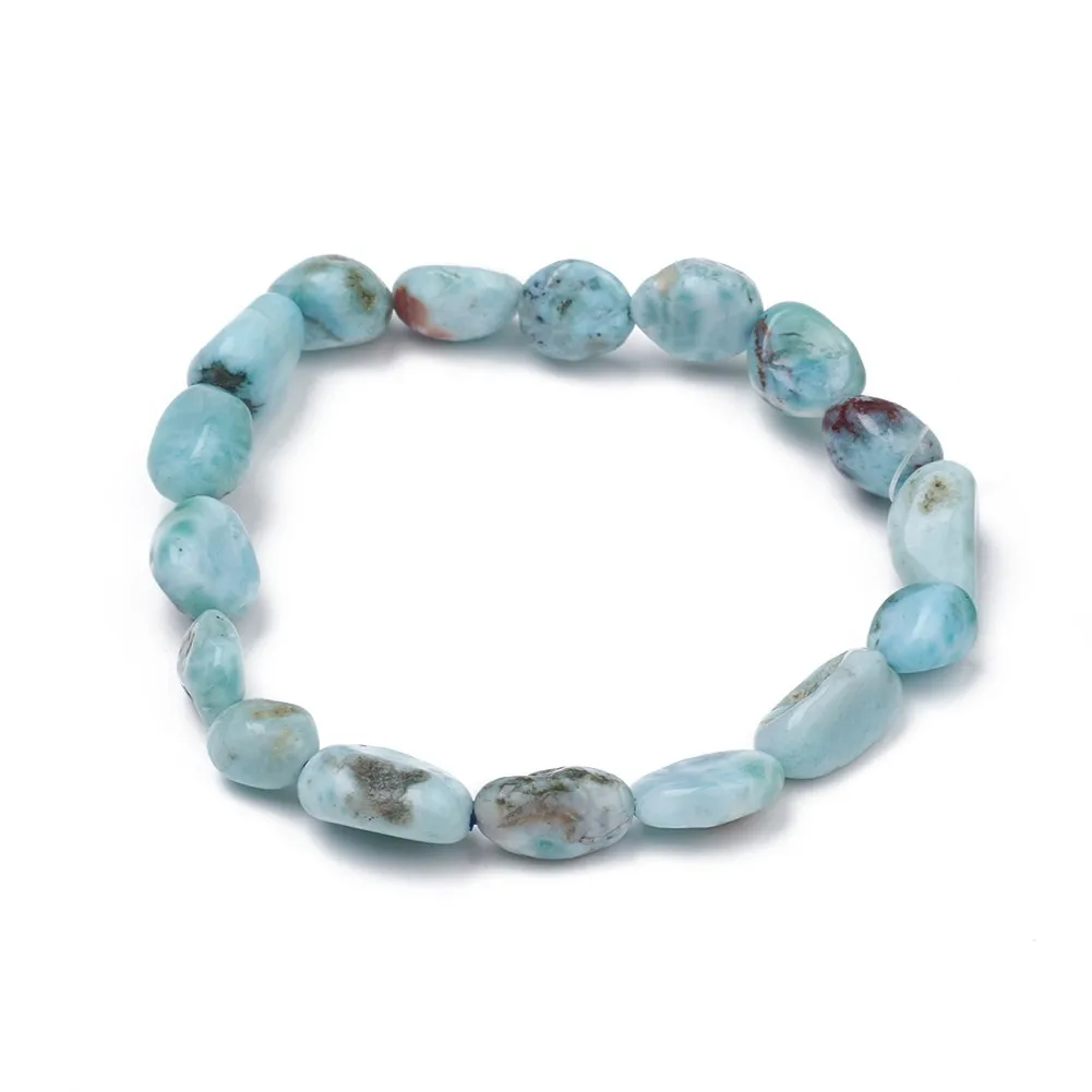 

PandaHall Natural Larimar Tumbled Stone Nuggets Stretch Beaded Bracelets