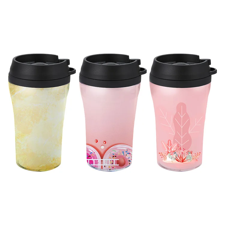 

Drinking bottle Hot Sale Reusable BPA Free Travel Mugs Coffee Mugs stainless steel inside Plastic Tumblers