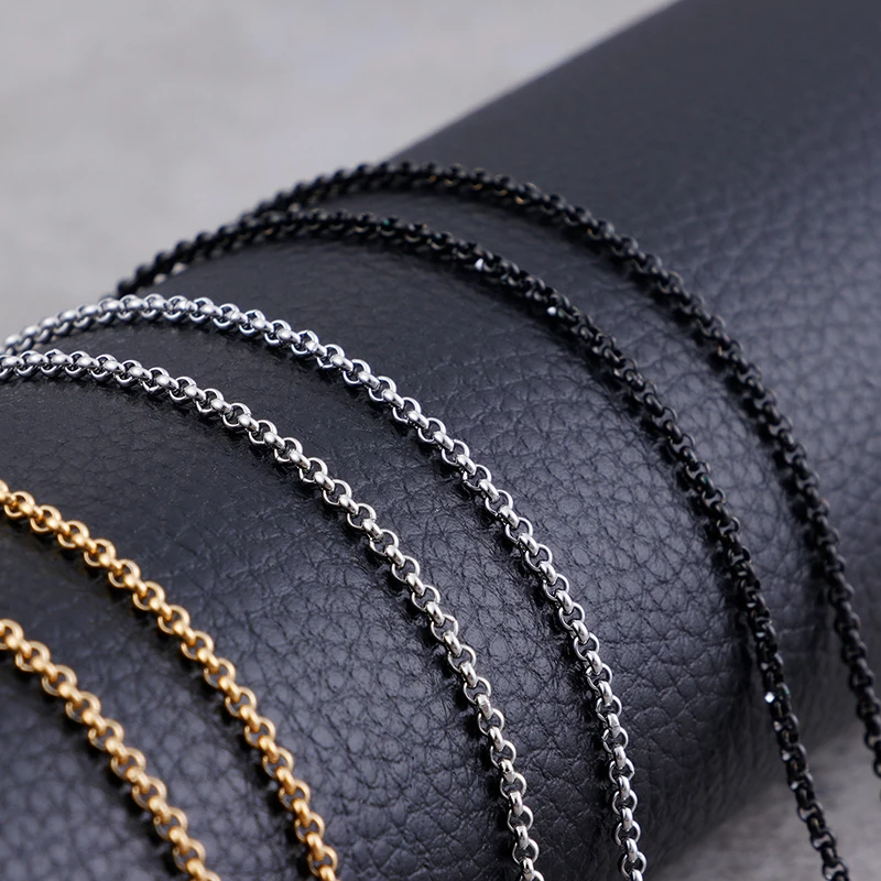 

2021 Qings 2 mm 3mm 4mm Mens Women black gold Silver Stainless Steel Gold Plated snake chain necklace For jewerly making