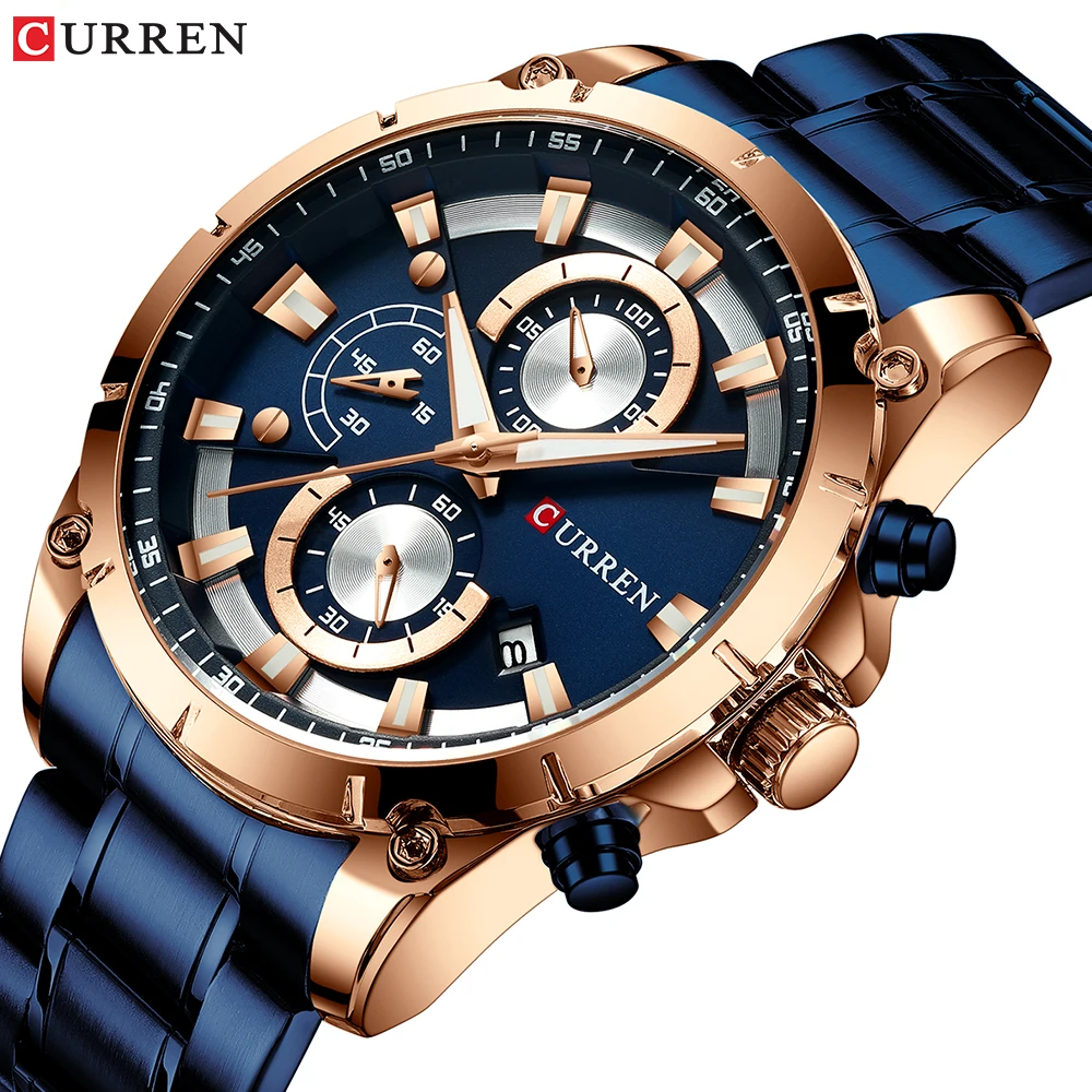 

CURREN 8360 design watches men luxury quartz wristwatch with stainless steel chronograph sport watch male clock relojes