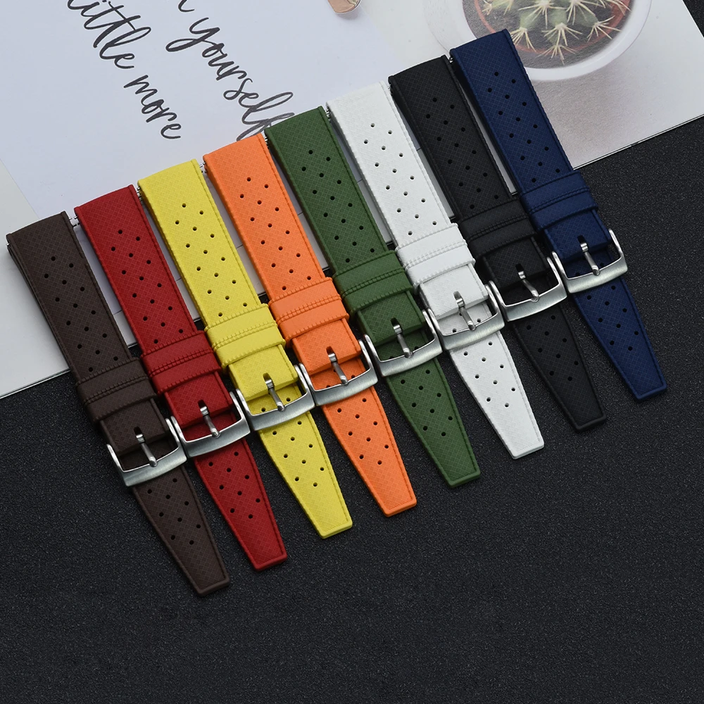 

JUELONG Tropical Style FKM Rubber Watch Strap Quick Release Watch Band High Quality Rubber Watch Band, Blue, black, orange, yellow, white, green, gray, orange, brown