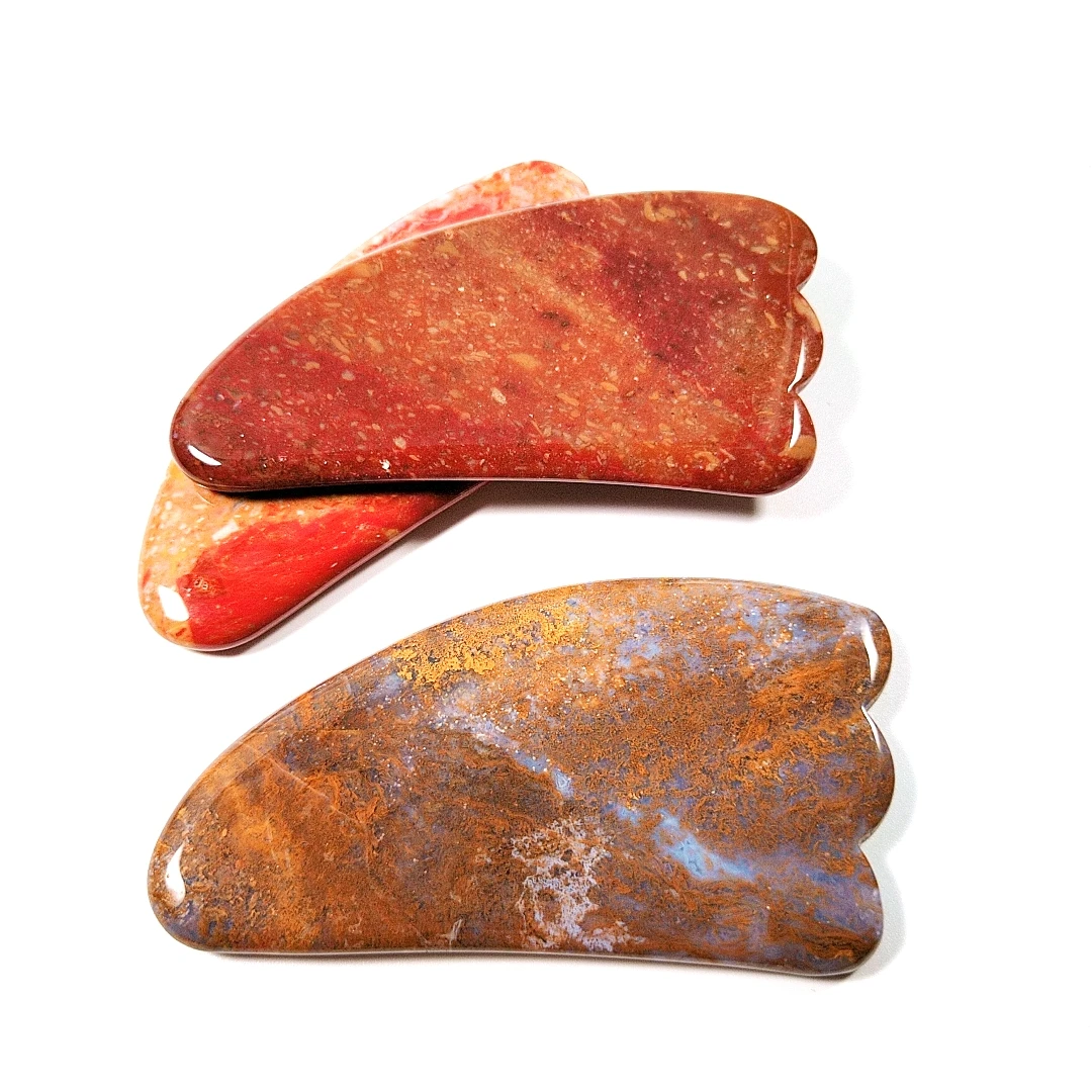 

Beauty care custom logo claw shape gua sha board mookaite jasper stone traditional scraper