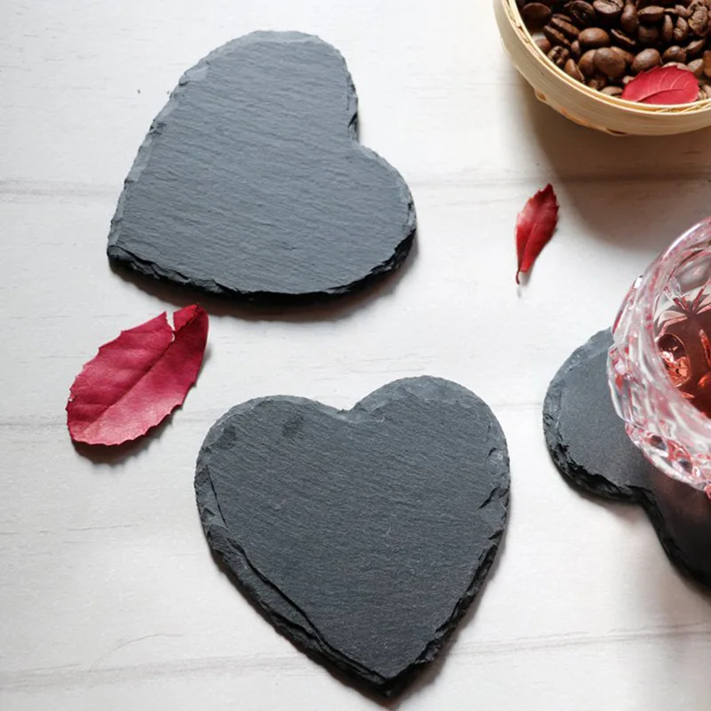 

China Natural Black Slate Plate Heart Style, Slate Coaster., Natural color