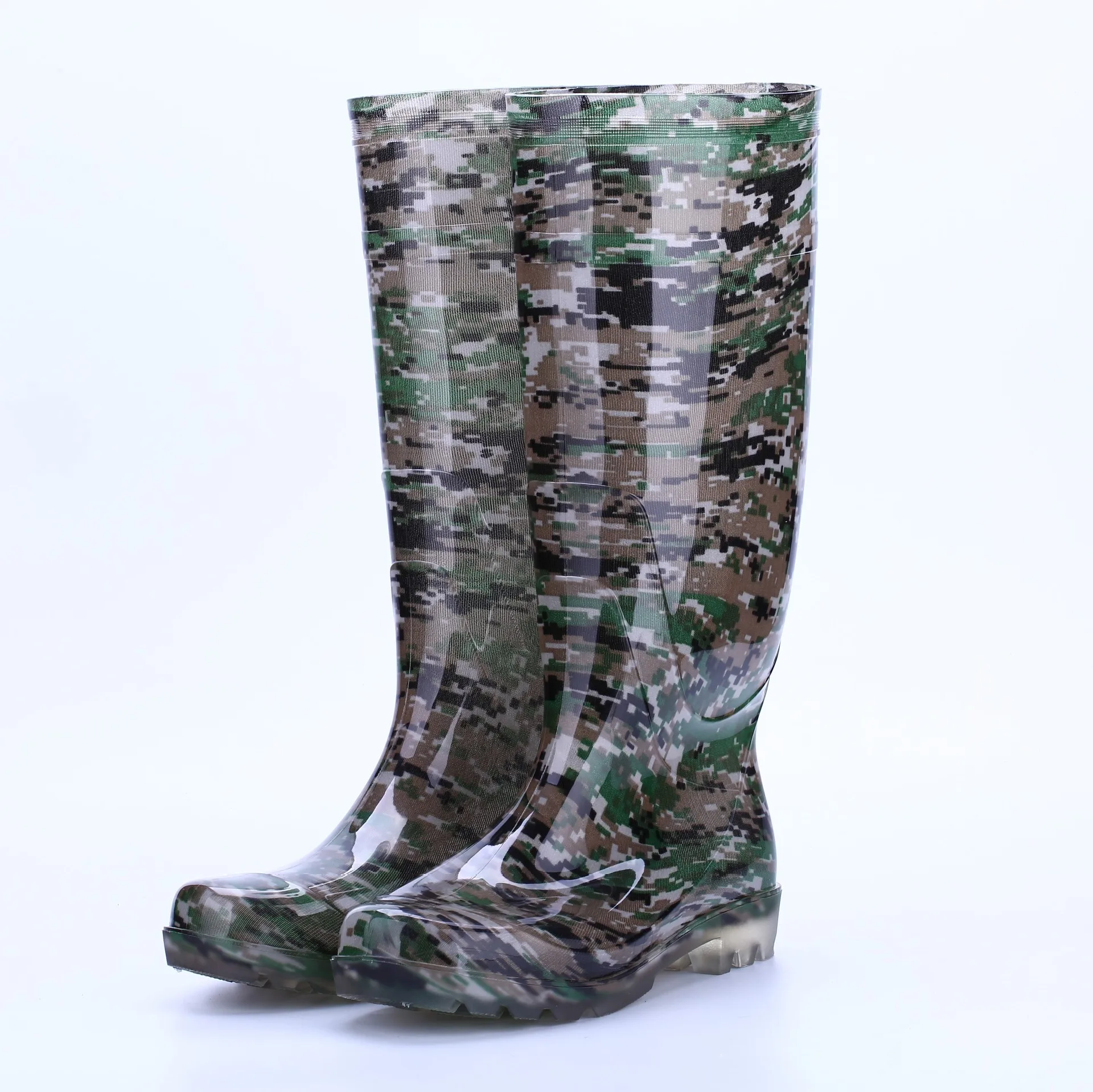 

Outdoor Camouflage safety shoes rain boots men non-slip waterproof high rainboots worker high rainwear cheap PVC gumboots adult
