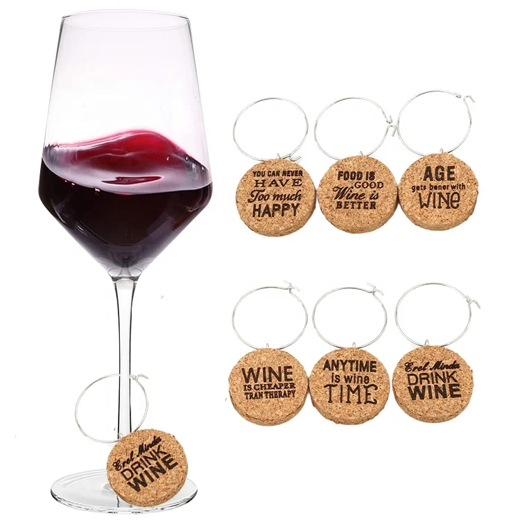 

Trade Assurance New Arrival Cork Wine Glass Charms, Brown