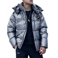 

Winter Puffer Down Coat Men Custom Design Waterproof Loose Warm Slide Face Hooded Down Coat For Man