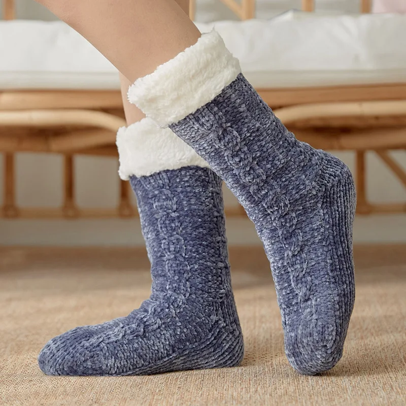 

Wholesale factory price winter Plush thickened warm adult fluffy floor socks warm soft long slipper home socks