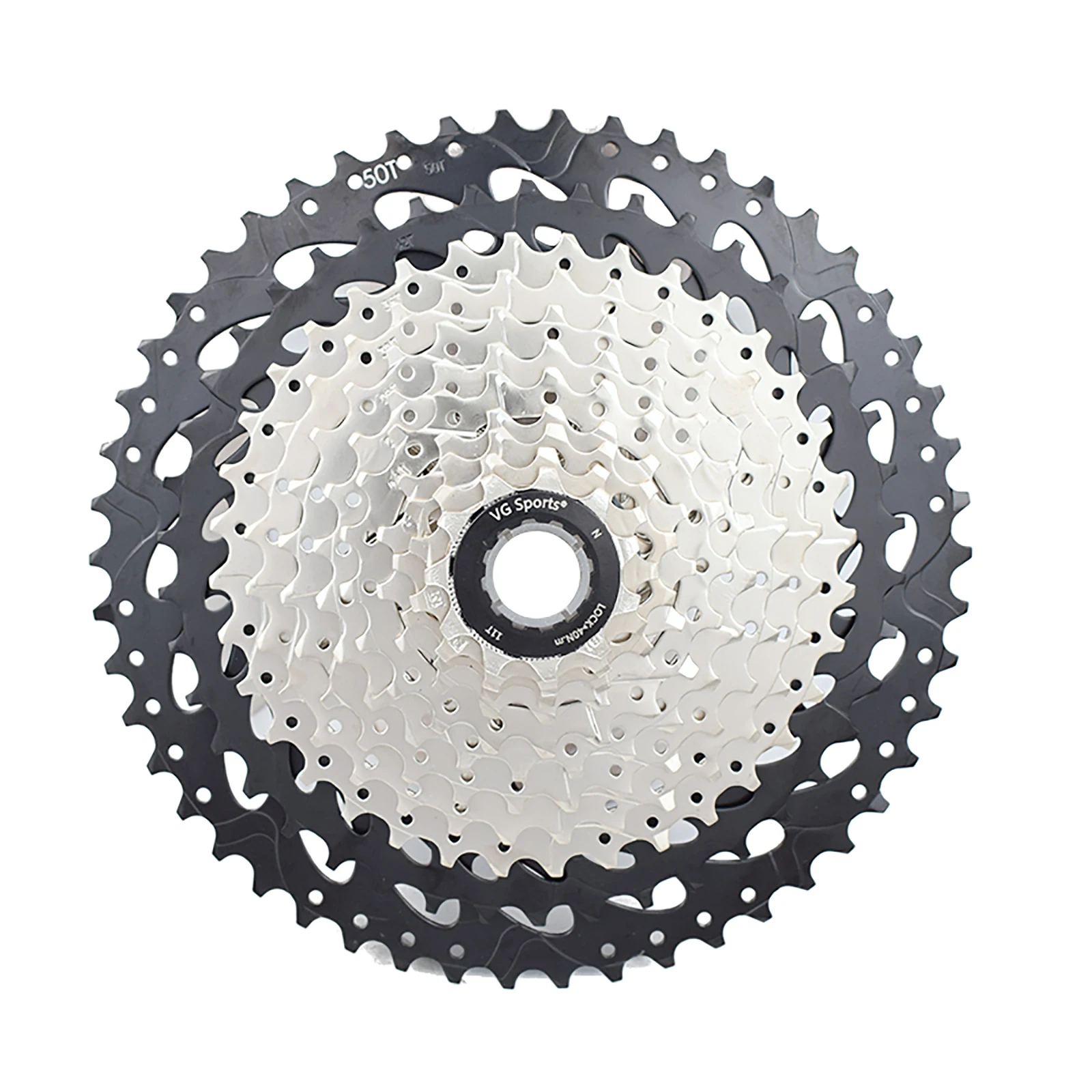 

VG Sports 11 Speed 11-50T Bicycle Cassette Freewheel for MTB Mountain Bike Parts, Black silver