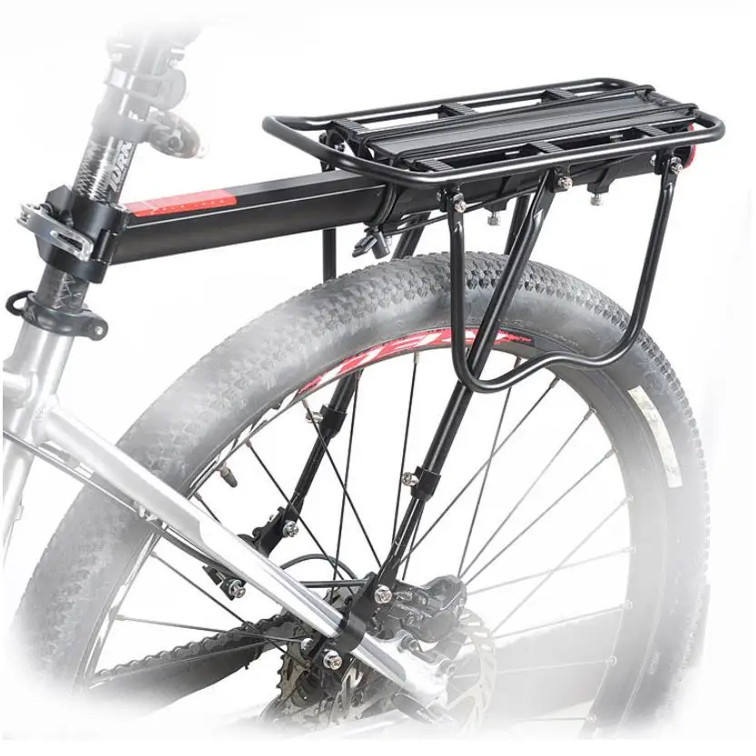 

671-09 equipment is equipped with reflective mountain bike rear aluminum shelf luggage rack bicycle accessories, Black