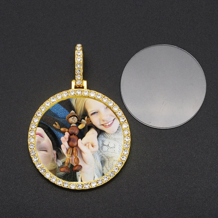 

New arrives hiphop round heart shaped photo custom pendant full diamond custom picture frame pendant