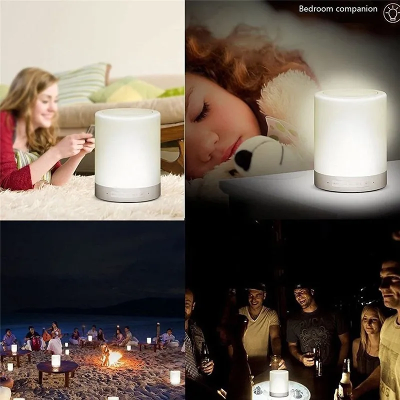 Bedside Table Night Light Bluetooths Portable Wireless Touch Control Color LED Speaker TF Card AUX-in Support - ANKUX.COM