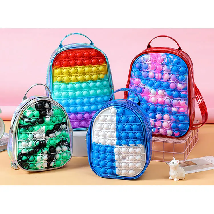 

3pcs fast shipping mini backpack purse for girls, two size large school bag pop it backpack purse