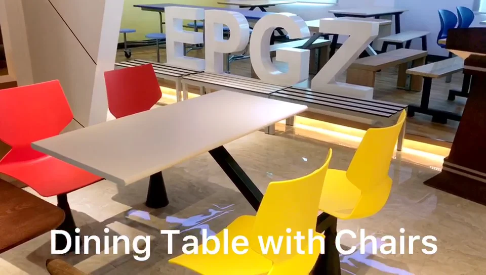 Modern Staff Canteen Table And Chair,6 Plastic Restaurant Chairs And