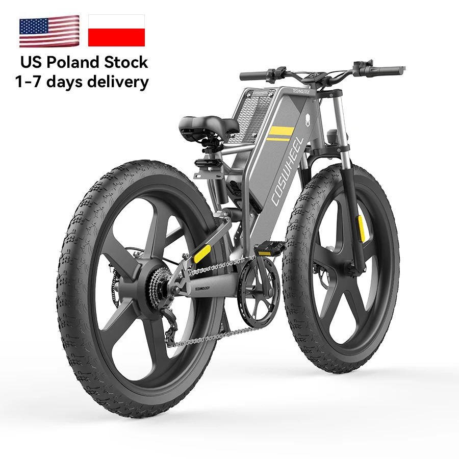 

Coswheel T26 E-Bicycle US Warehouse Covered Road Hybrid Electric Bike Fat Tire Mountain Dirt City Electric Bicycle Ebike