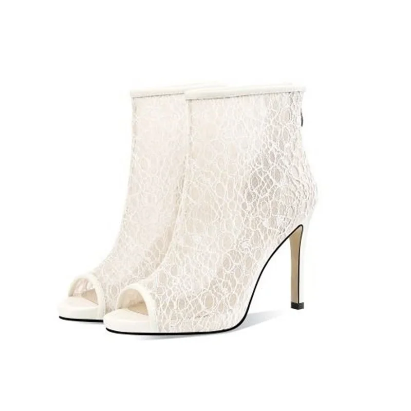 

2021 new unique design hot sale fashion comfortable women's shoes open toe lace high-heel boots women's high heels