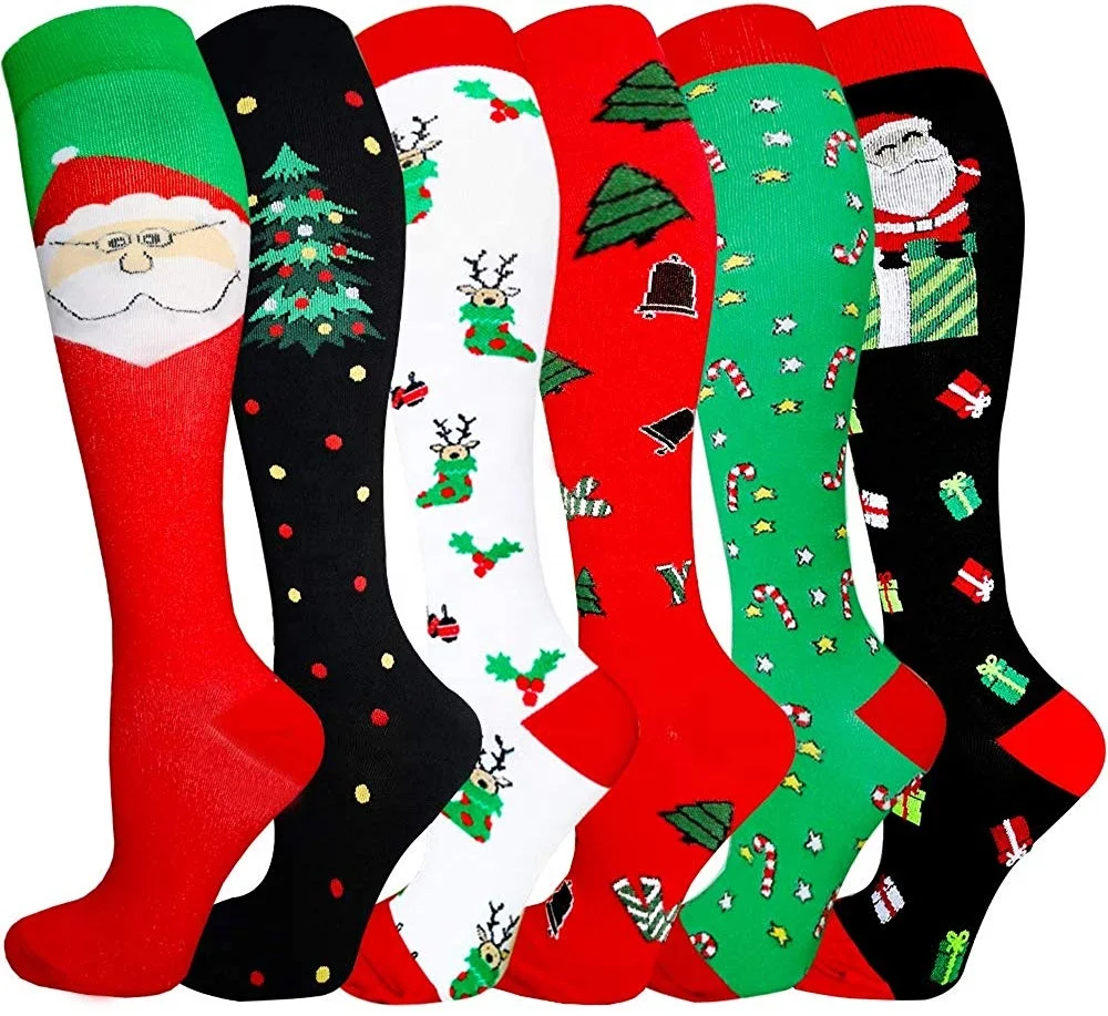 

Wholesale 15-20 mmHg Graduated Flight Christmas Running Socks Sport Compression Socks, Black, white, or custom color