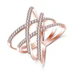 Double Cross X Shape Zirconia Rings Gold/Silver Color Fashion Ring