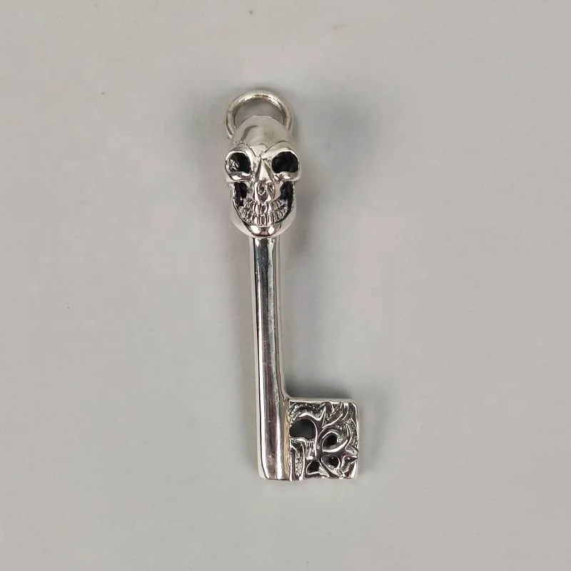 

wholesale sterling silver skull pendant skull head pendant necklace key skull shape pendant necklace, White gold (rose gold, yellow are avaliable)