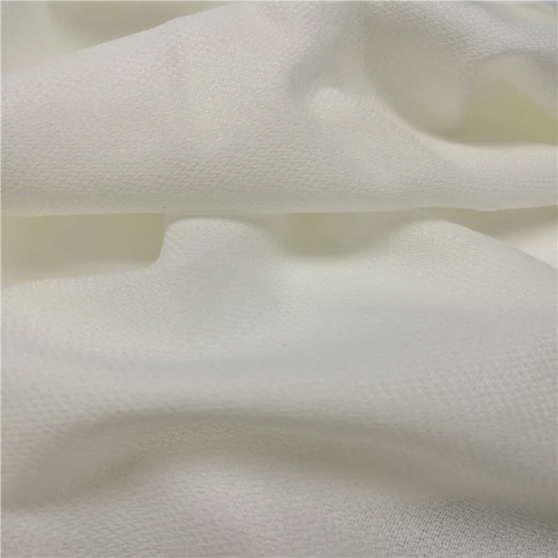 

2/2 twill woven interlining recycled 100% polyester garment interlining, White/optical white/ black