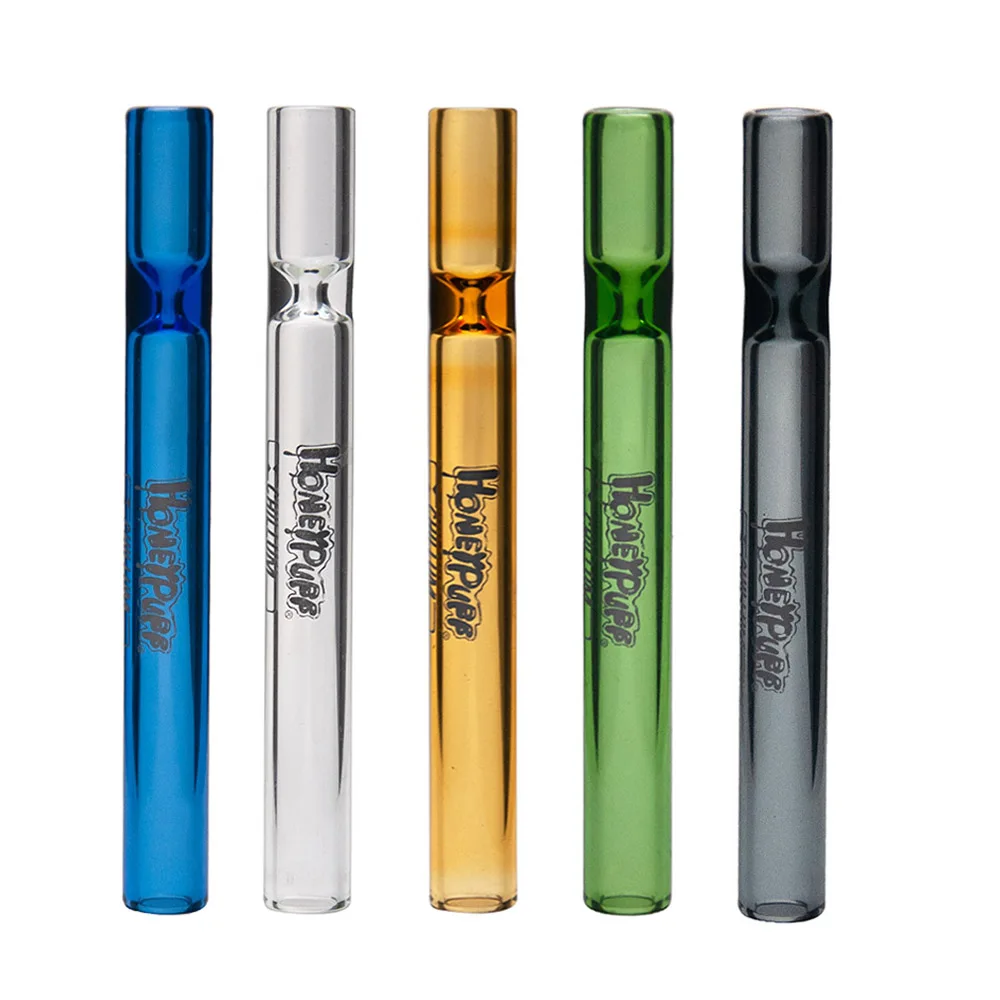 

Honeypuff 110mm Glass Smoking Dugout Colorful One Hitter Cigarette Pipe, Yellow/grey/blue/green/clear