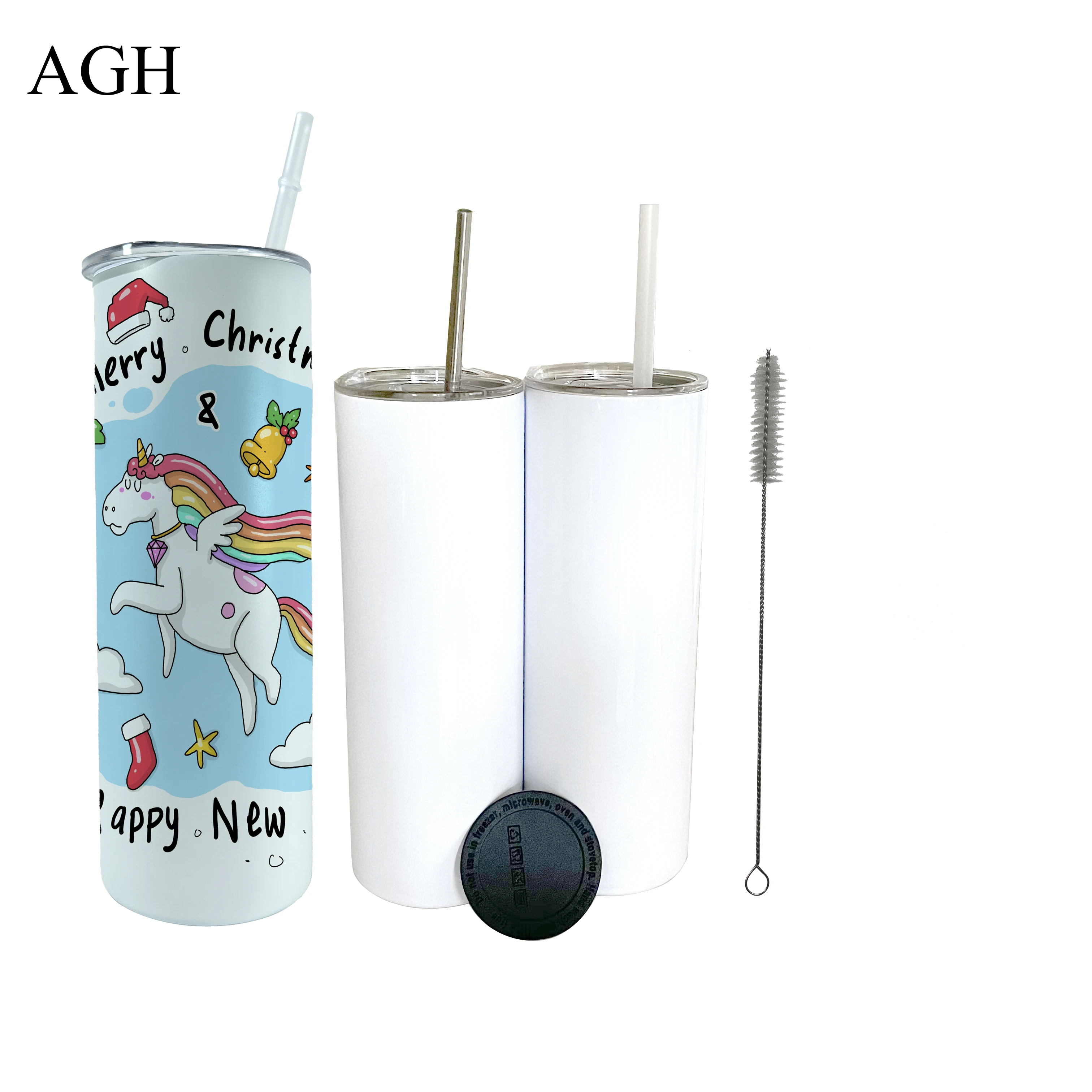 

Promotion free shipping USA warehouse 20oz straight stainless steel sublimation blanks skinny tumbler with straw and lid, Sublimation white