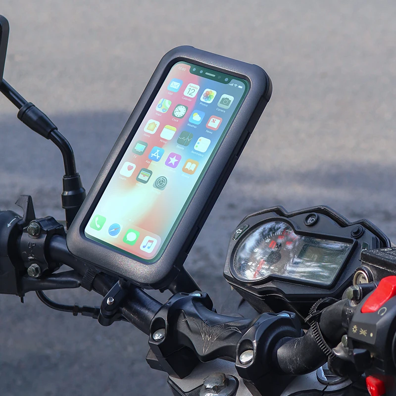 

Waterproof Motorcycle Phone Holder Charger Bike Phone Holder, Black