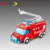 60 pieces diy assemble bump and go toys car blocks fire truck toy with light and music