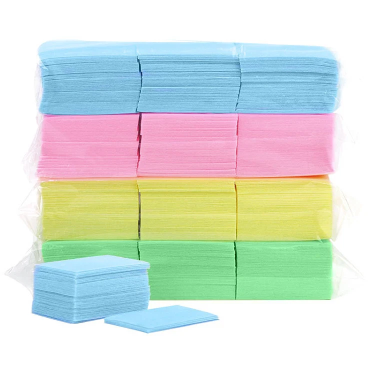 

Harden disposable nail cleaning supplies colorful fiber Non-woven fabric makeup nail polish remover cotton pads, Pink, yellow, blue, green