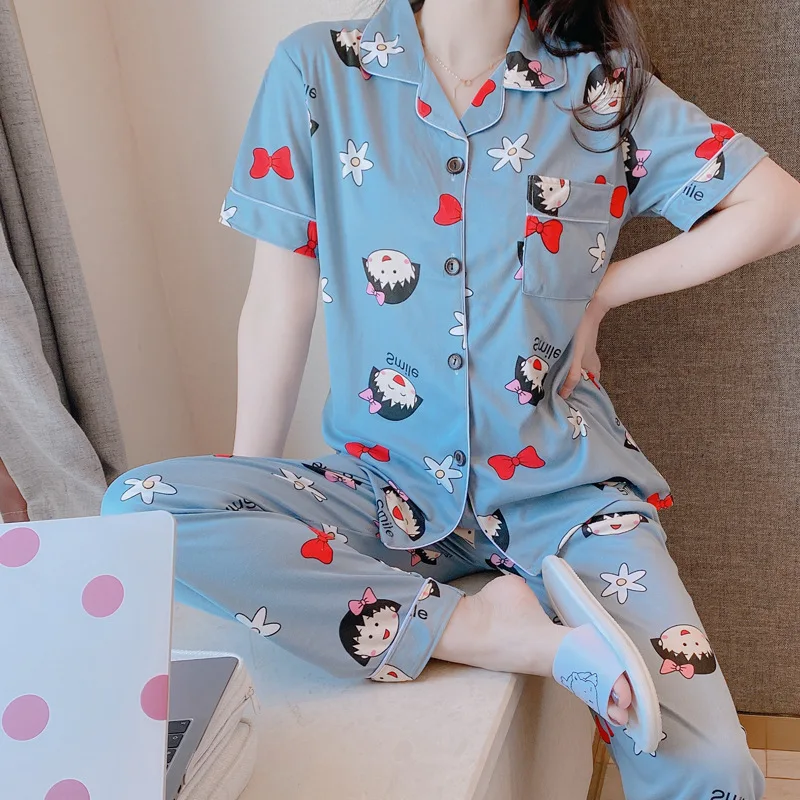 

Wholesale Pajamas Usa Spring Loungewear Lady Pijama Por Mayor Cute Women Pyjama 2 Piece Sleep Cozy Lounge Wear Girls' Sleepwear