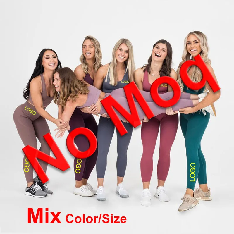 

Wholesale 12 Colors High Waist Fitness Sport Clothes Wear Bra Leggings Two Piece Spandex Yoga Set Seamless, 12 existing colors, also can be customized