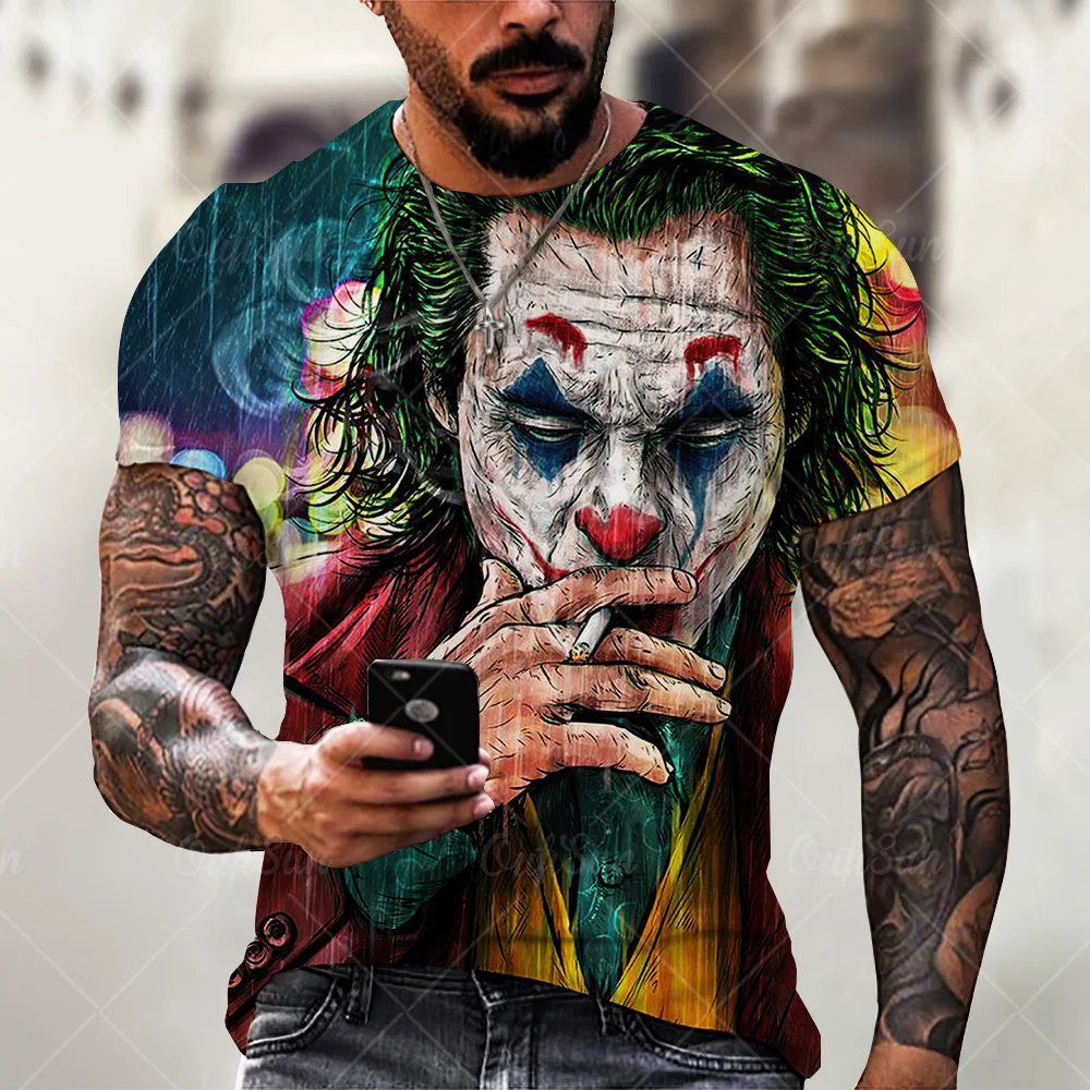 

Joker Face 3D Print Men's T Shirt Clown Pattern Street Male Short Sleeve Tees Summer Casual All-Match Oversize T-shirts Unisex, Customized color