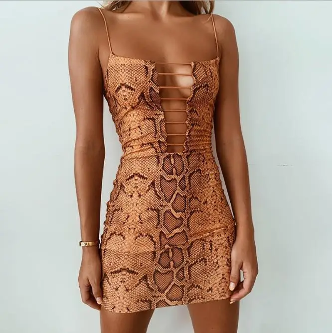 

Bandage V-neck Hollow Out Mini sexy 2021 Women clothing casual tight dresses