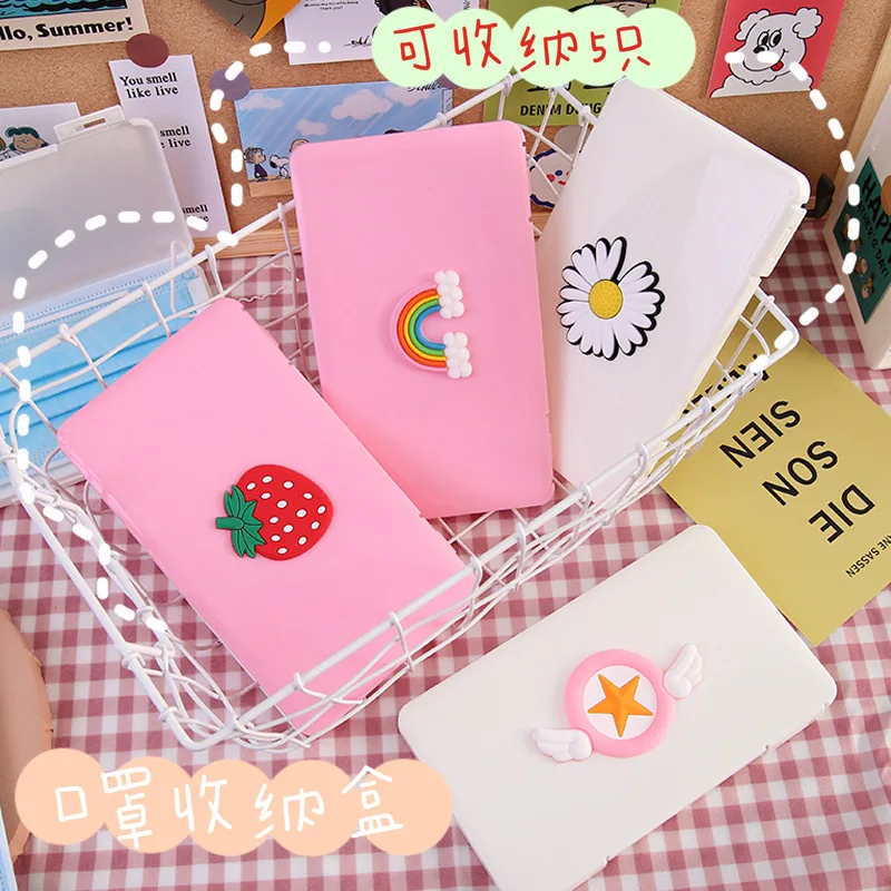 

Wholesale Cartoon red strawberry customized logo Antibacteri-al Masking Bag Plastic Box With Button Maskked Case, Pictures