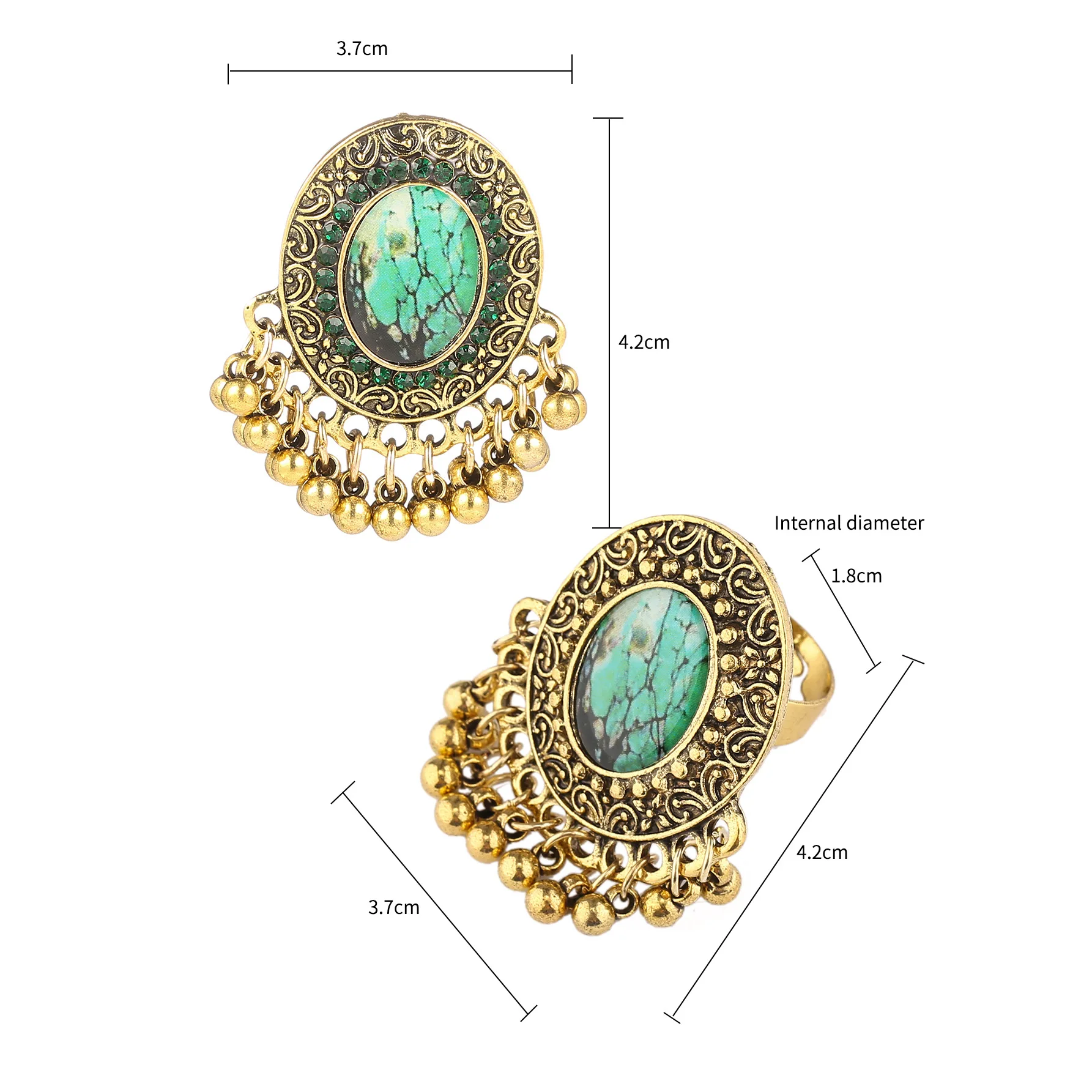 

Hot Sale Fashion Indian Boho Women Earrings Ring Set Statement Jhumka Women's Alloy Jewelry Set 2022