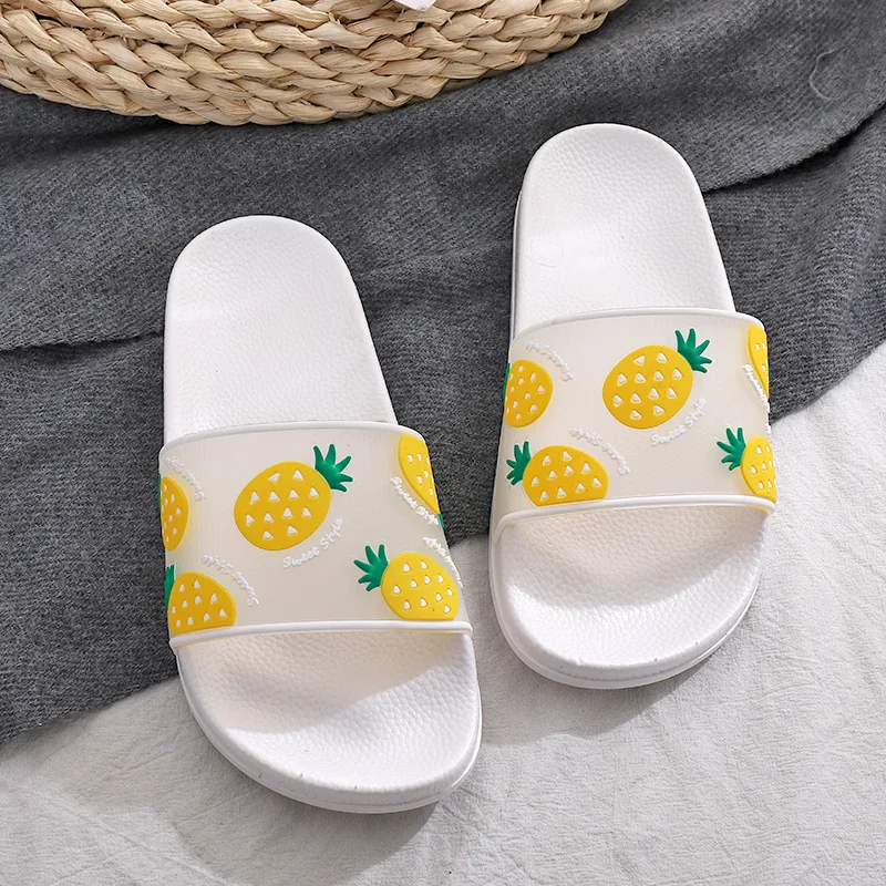

3d Pattern Home Bedroom Pvc Indoor Shape Women Beach Slides Cartoon Fruits Le Print Summer Slipper Fruit Slippers For Girls, White/black