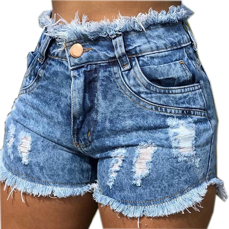 

The latest design of summer high waist fringed plus size ladies denim shorts in 2021, As pictures