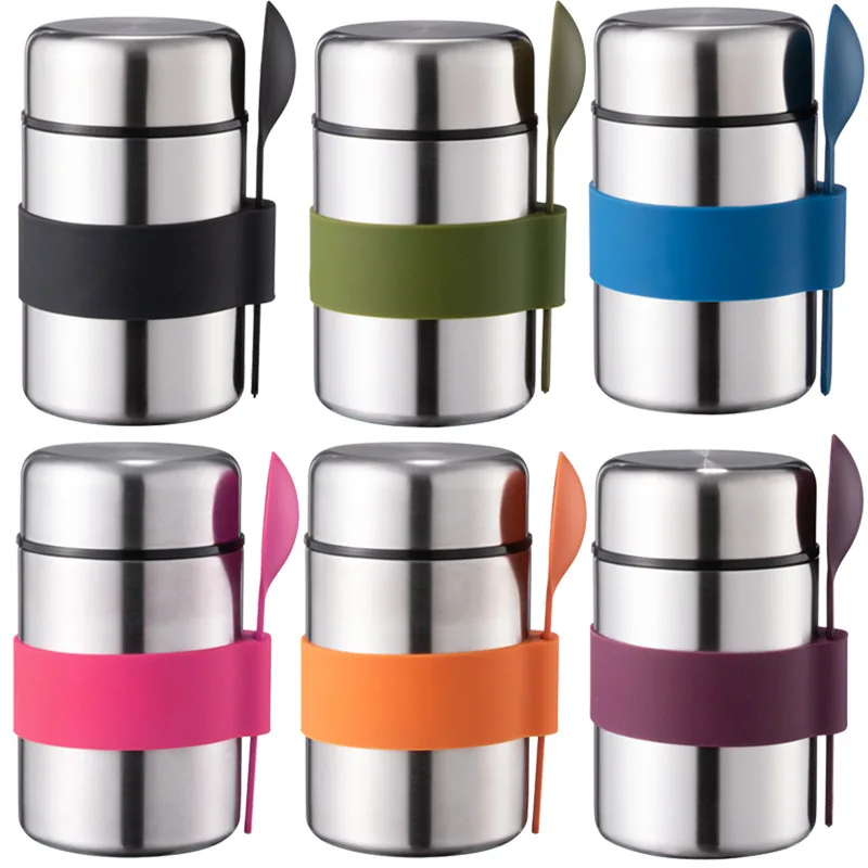 

Vacuum Insulated Food Flask Thermos Food Jar with Spoon High Quality 450ml Double Wall 304 Stainless Steel Keep Warm Food Jar