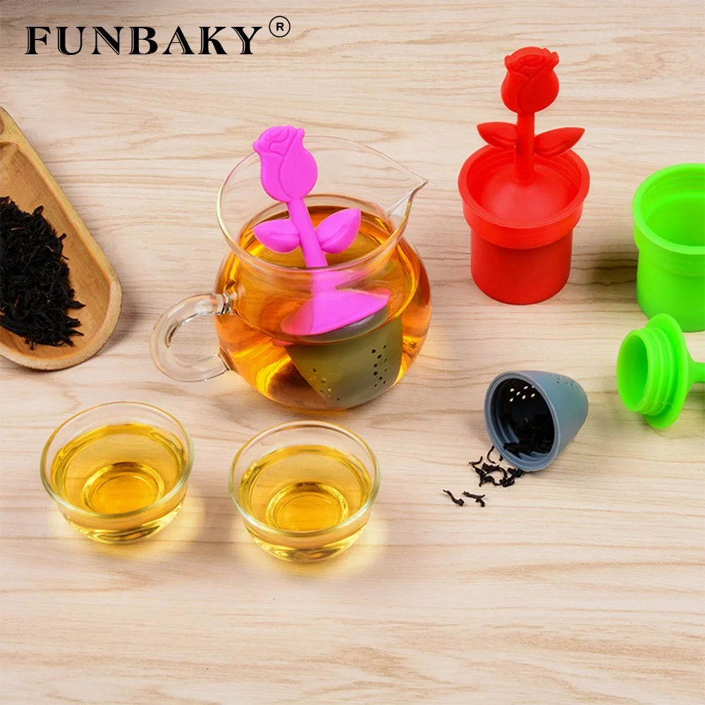 

FUNBAKY Cute Silicone Tea Strainer Flower Shape Reusable Tea Bags Creative Herb Loose Leaf Tea Filter Infuser, Customized color