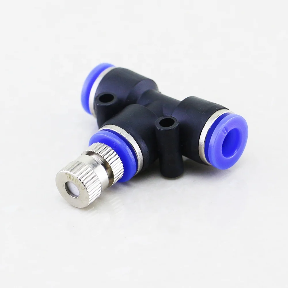 

0.2 ~ 0.8mm Mist Cooling Plastic Nozzle Compressed  Pipe Greenhouse Mist Nozzle with Tee Connector Fittings