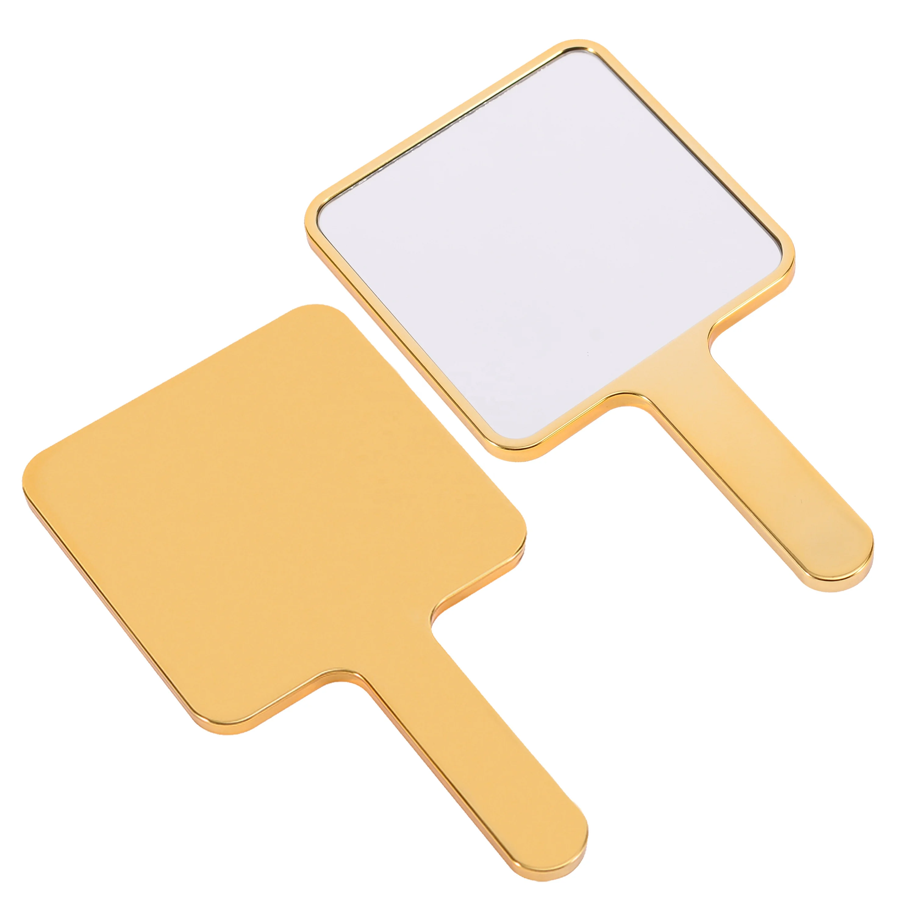

High Quality Clear Personalized Lady Makeup Work Gold Square Handle Mirror Vanity Mirror