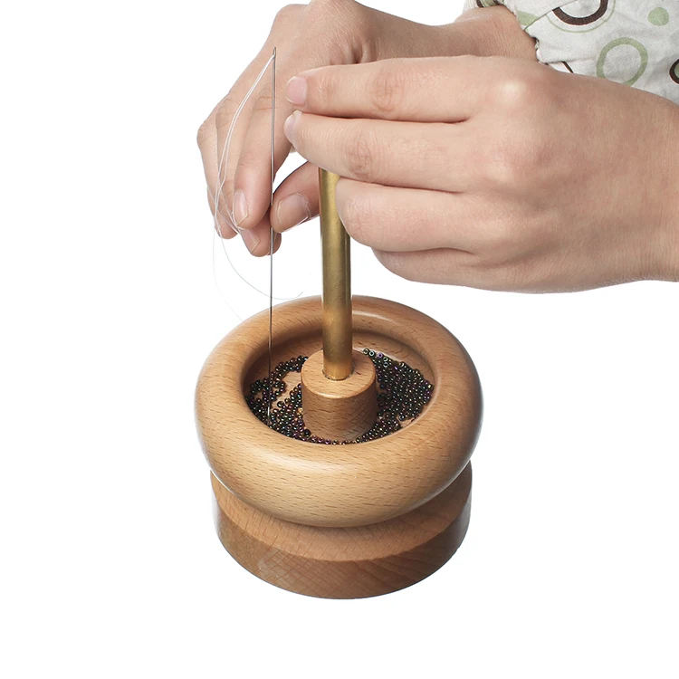 

Manual Wood Bead Spinner Wooden Crafts Quickly Durable Portable Hand Tool Jewelry Making Bead Home String Tools