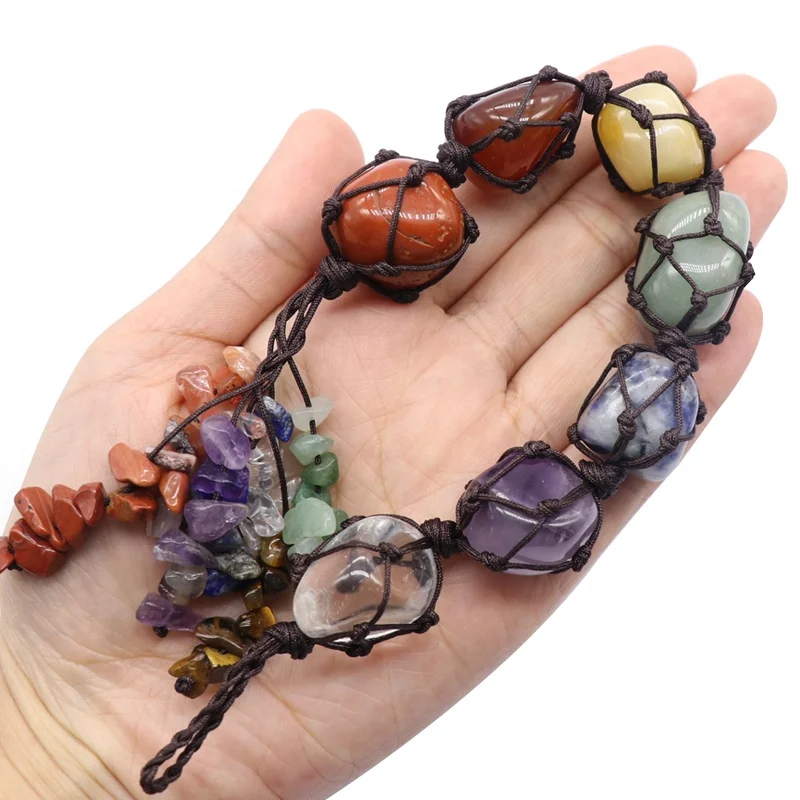 

new Irregular healing crystals 7 colors polished stone home ornaments yoga chakra car decoration seven chakras pendant, Colorful